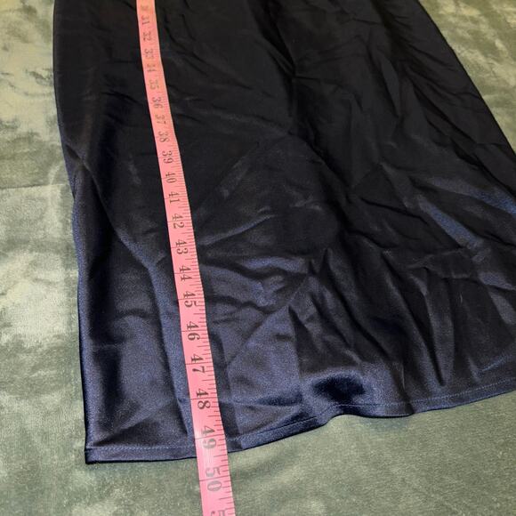 Princess Polly Navy Blue Dress Cowl Neck Women's Size US 12 Long Slit on Back - Picture 5 of 7